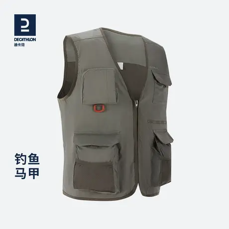 迪卡侬男装马甲户外轻薄摄影背心夏天休闲多口袋钓鱼网眼马甲OVFI图片