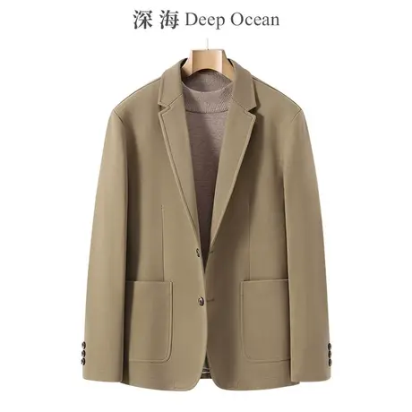 深海西装外套男长袖便西商务休闲针织单西韩版正装宽松秋冬季保暖商品大图