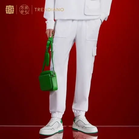 TRENDIANO「宫」联名系列秋季压花拼接束脚裤针织九分裤男商品大图