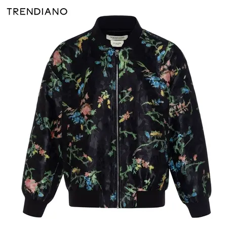TRENDIANO提花印花立领外套2024年春季新款休闲廓形开衫上衣男潮商品大图