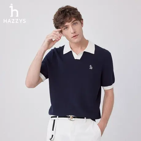 【商场同款】Hazzys哈吉斯2024春季新品男士休闲短袖针织衫体恤衫图片