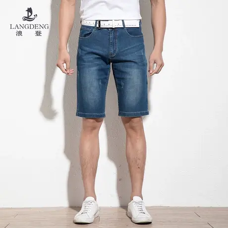 浪登夏季薄款五分牛仔裤男士休闲裤潮流直筒中裤百搭时尚男装短裤商品大图