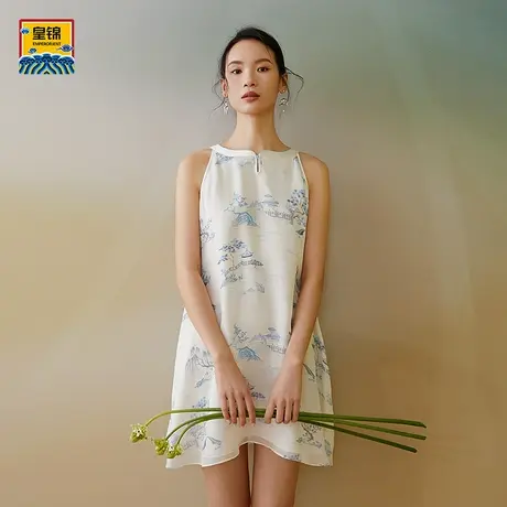 爱慕皇锦真丝雪纺女士中式领睡裙背心裙家居服HJ21376图片