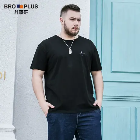 胖哥哥男士大码加肥加大上衣休闲宽松短袖T恤200斤肥佬男夏季半袖商品大图