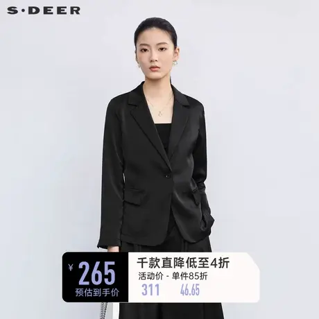sdeer圣迪奥女装西装领单排扣基本款西装外套S223Z2208📩图片