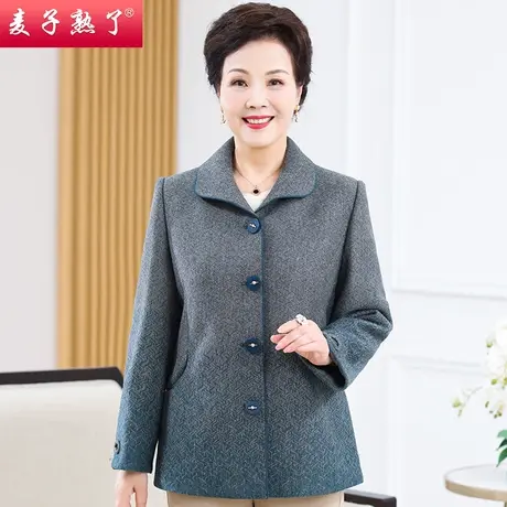 妈妈秋装呢子外套阔太太大码老人上衣服60岁7080秋奶奶中老年女装商品大图