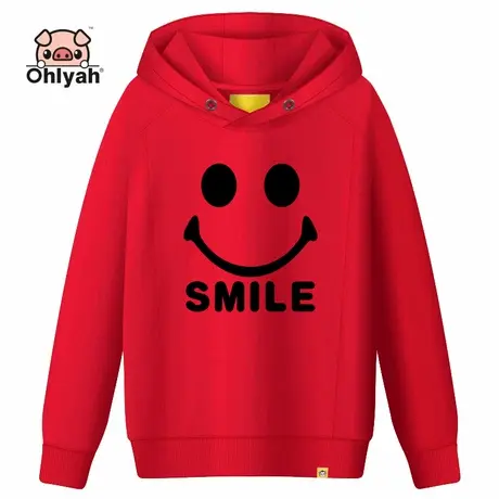 Ohlyah纯棉连帽衫情侣装男女卫衣笑脸微笑SMILE外套工作班服定制图片