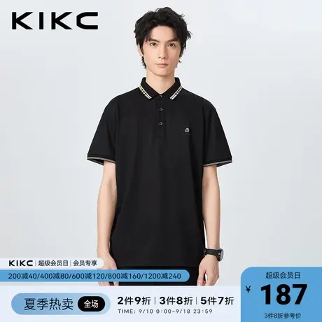 kikcpolo衫男2023春夏新款商场同款字母印花商务简约休闲翻领短袖图片