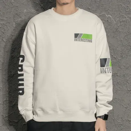 潮流字母卫衣男无帽街头风上衣帅气休闲套头ins港风男生春装外套商品大图