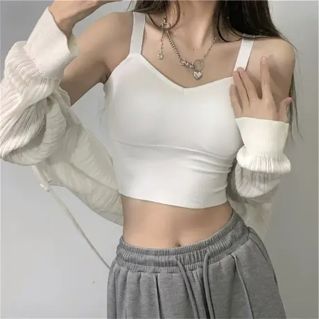 辣妹运动打底吊带背心女带胸垫美背无钢圈内搭ins外穿短款上衣服图片