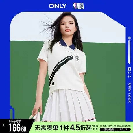 ONLY秋季NBA联名款简约polo领条纹T恤女|123201105商品大图