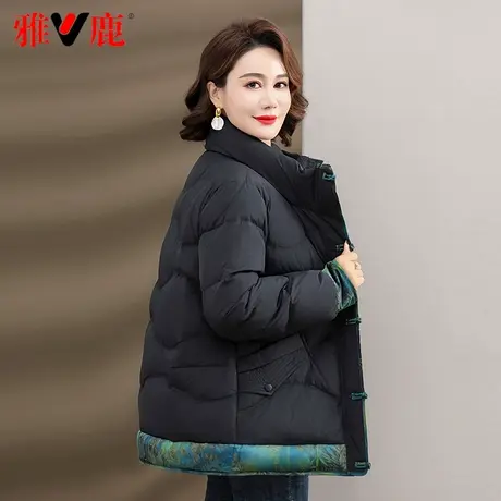 雅鹿官方中年人妈妈羽绒服女短款2023新款中老年洋气立领外套冬季图片