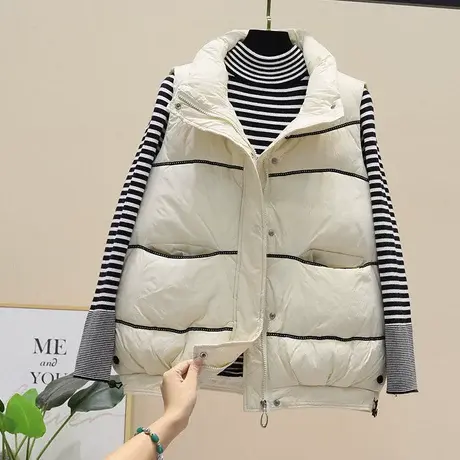 羽绒棉马甲女2023秋冬新款韩版马夹背心短款外套潮流百搭加厚坎肩商品大图