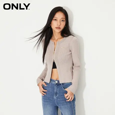 【直播专享】ONLY设计感百搭圆领修身开衫针织衫商品大图