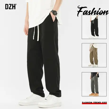 男士黑色松紧腰裤子秋季男2023新款直筒宽松裤休闲裤潮牌潮流男裤商品大图