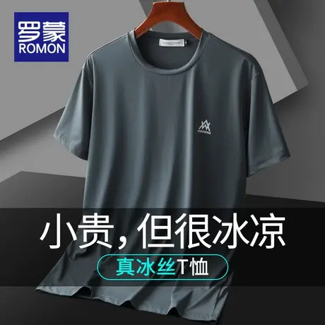 罗蒙冰丝短袖t恤男士夏季薄款速干透气衣服2025新款凉感半袖体恤商品大图