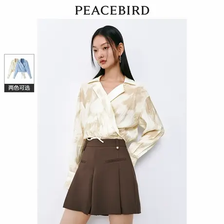 太平鸟 莱赛尔凉感衬衫女时尚围裹式衬衣夏绑带设计上衣图片