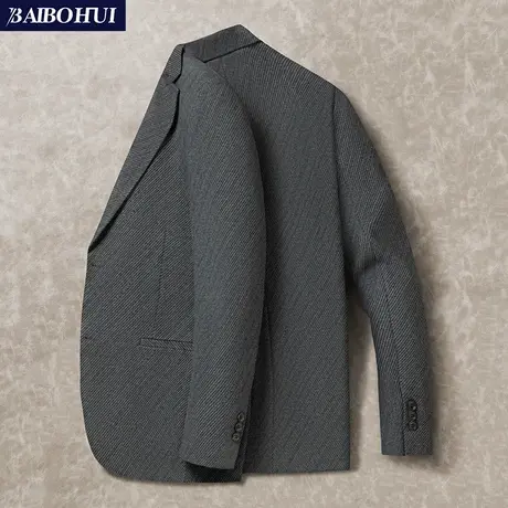 秋季新款条纹西服外套男士商务中年爸爸男士时尚单件小西装上衣服商品大图