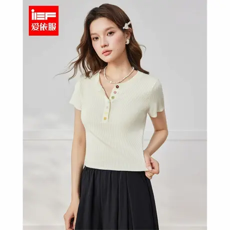 IEF/爱依服2025夏季新款韩版温柔小女人气质通勤百搭修身毛织上衣商品大图