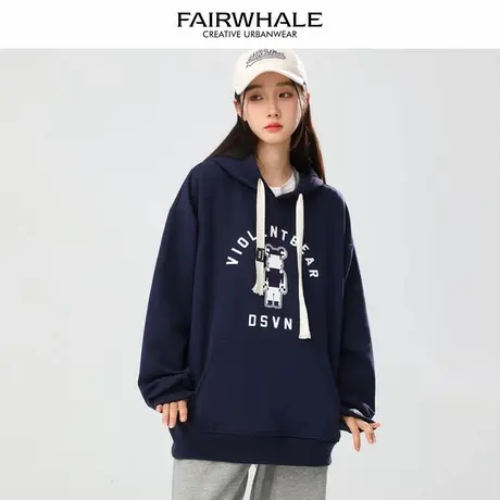 马克华菲美式复古连帽卫衣女2025新款春秋宽松休闲百搭情侣装外套图片