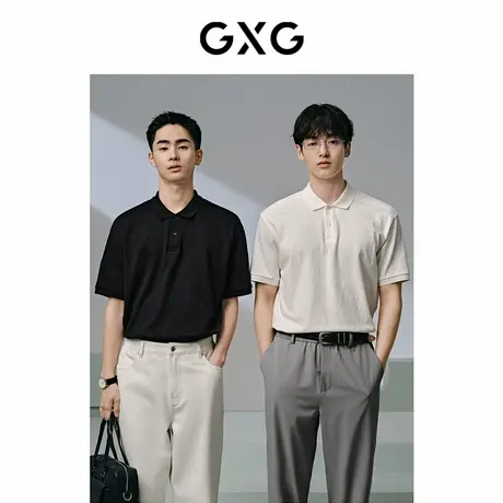 【X】GXG男装时尚满印提花polo衫短袖男士休闲翻领polo衫t恤24夏商品大图
