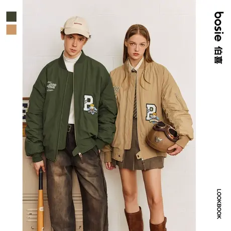 【小王子】bosie2023年冬新款羽绒服男情侣美式复古飞行员夹克图片