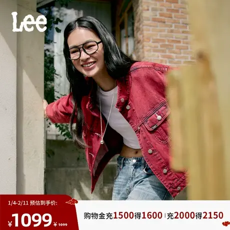 Lee商场同款26宽松版马蹄形铆钉设计马年新春限定立领骑士夹克女商品大图