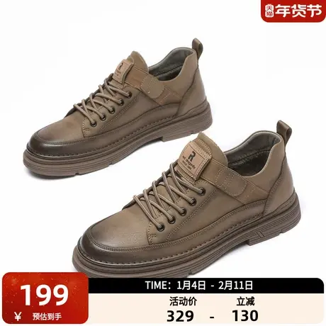 红蜻蜓板鞋男真皮透气高帮工装鞋复古户外运动潮流休闲鞋WLA33180商品大图