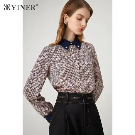 YINER音儿女装2021秋季新款气质优雅休闲衬衫商品大图