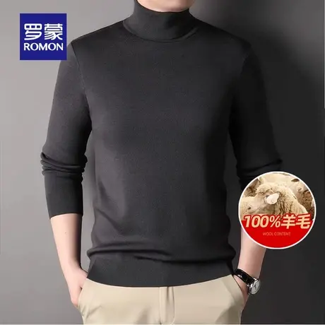 【纯羊毛】罗蒙男士厚款双翻领羊毛衫2023秋冬新款保暖针织衫毛衣图片