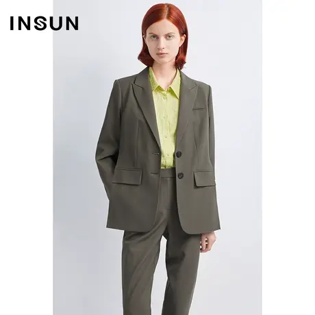 恩裳商场同款秋季时尚个性侧开衩利落感直身通勤西服外套商品大图