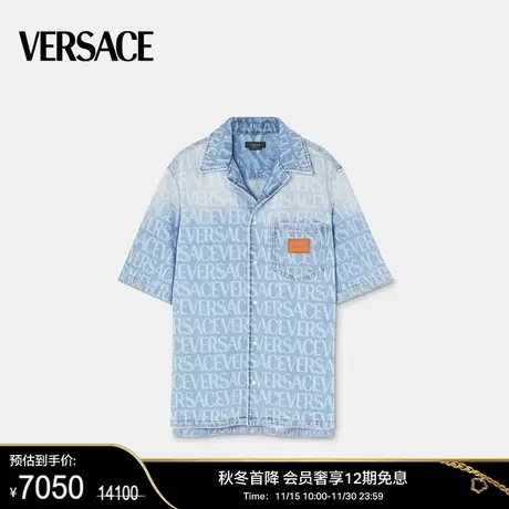 【新年礼物】 VERSACE/范思哲 男士Versace Allover丹宁短袖衬衫图片
