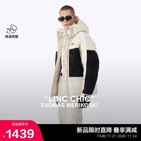 LINC金羽杰短款羽绒服男冬季2023新款拼接赛车感面包服N23801290Y图片