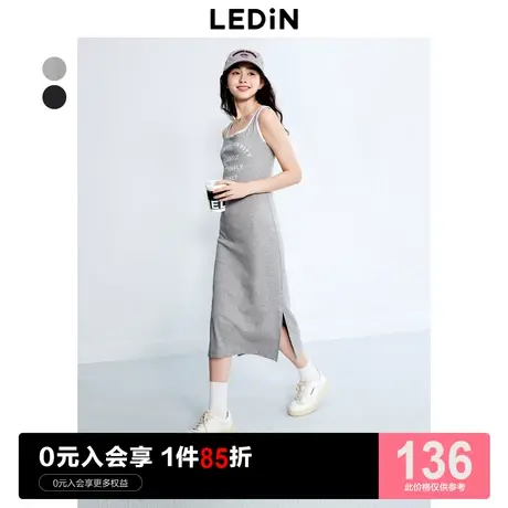 乐町休闲背心裙2023年夏季新款运动风吊带裙字母连衣裙内搭连衣裙图片