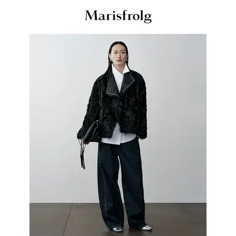 【蛋形裤系列】玛丝菲尔冬季新款深蓝色时尚复古纯棉牛仔裤商品大图