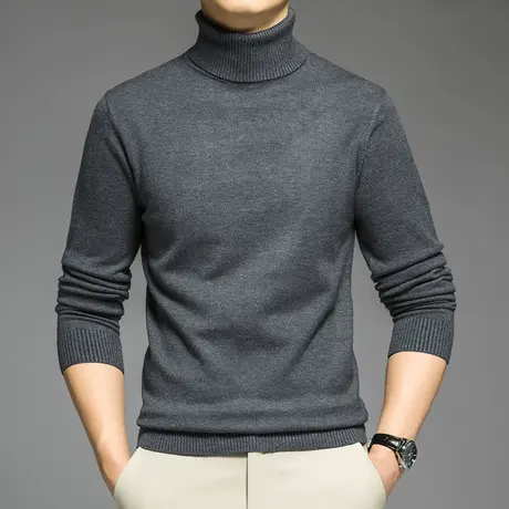 男士毛衣半高领秋冬季内搭打底衫纯色潮流修身针织毛线衣毛衫潮牌图片