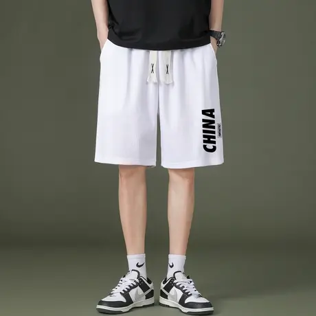 国潮休闲短裤男夏季新款潮牌休闲五分裤子男青少年宽松直筒运动裤商品大图