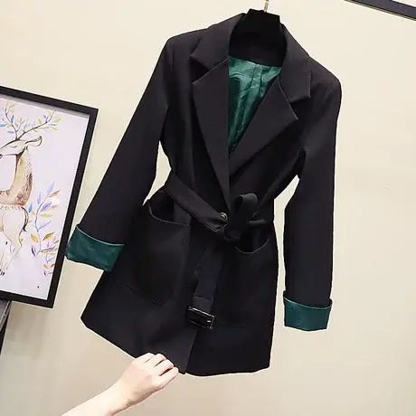 网红小西装春款外套女显瘦2023西服女上衣长袖修身气质西装系腰带图片