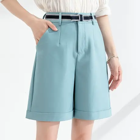 高腰西装短裤女2023新款夏季薄款休闲五分裤女夏a字阔腿中裤5分裤商品大图