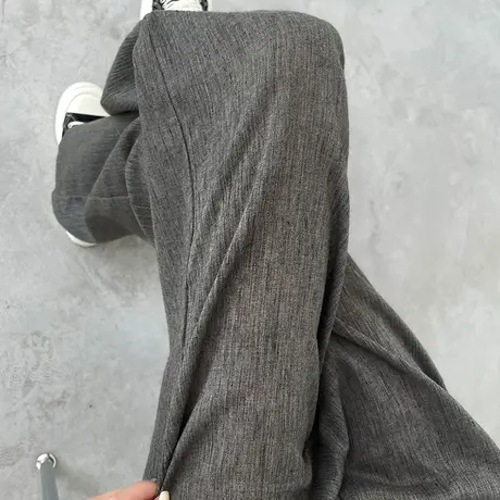 灰色棉麻阔腿裤女春秋新款高腰垂感窄版显瘦小众亚麻休闲拖地裤子图片