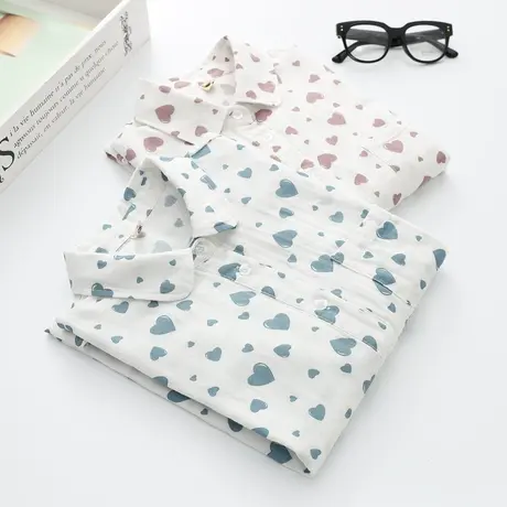 秋季日系文艺小清新双层纱布白衬衫女学生软糯婴儿纱全棉打底衬衣商品大图