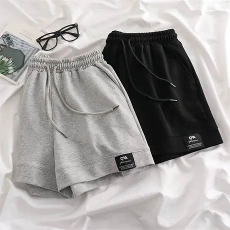 休闲运动居家短裤女夏季薄款宽松大码高腰阔腿设计感女裤子潮ins商品大图