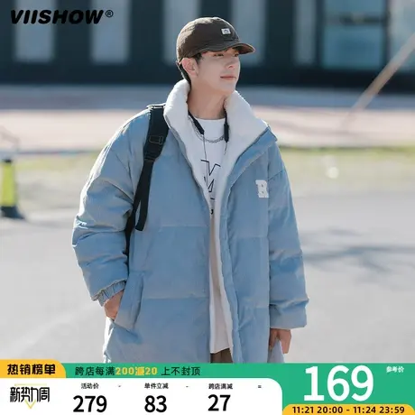 VIISHOW棉服外套男冬季短款两面穿保暖加绒加厚宽松休闲立领ins潮商品大图