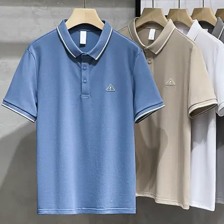 翻领t恤男士短袖polo衫商务高端潮牌春夏季男装衣服2023新款潮流商品大图