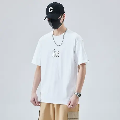 纯棉t白色字母印花情侣装夏装t恤男款夏季薄款半袖体恤男士上衣服商品大图