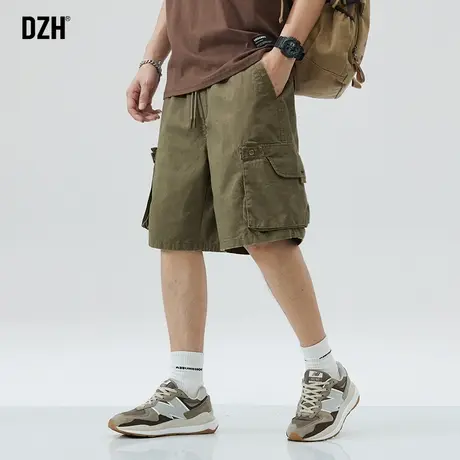 男士军绿色工装裤潮牌五分裤男夏季短裤男款裤子休闲百搭夏裤薄款商品大图