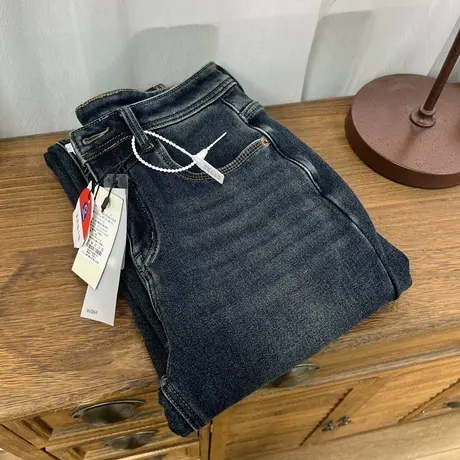 享永子【重磅推荐款~好看！】冬天加绒牛仔阔腿裤女直筒裤拖地裤图片