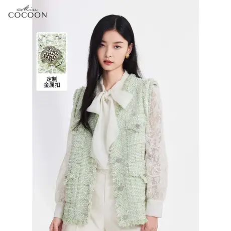 如花在野|miss cocoon小香风马甲女2023新款春季时尚气质V领外套商品大图