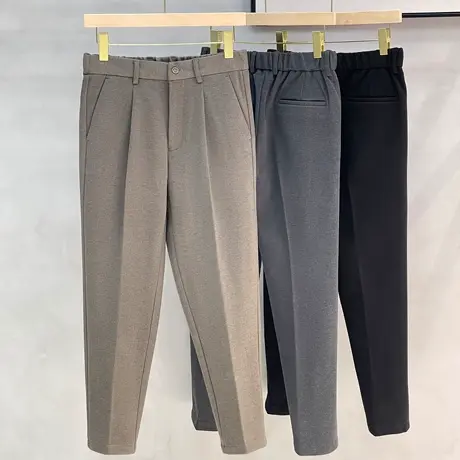 保暖毛呢休闲裤子男款2023秋冬轻商务抗皱磨毛锥形西装裤呢子加厚商品大图