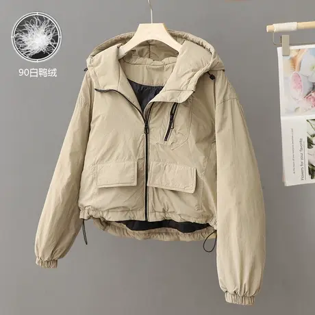 小众连帽羽绒服女2024年冬装新款韩系小个子短款鸭绒外套休闲女装商品大图